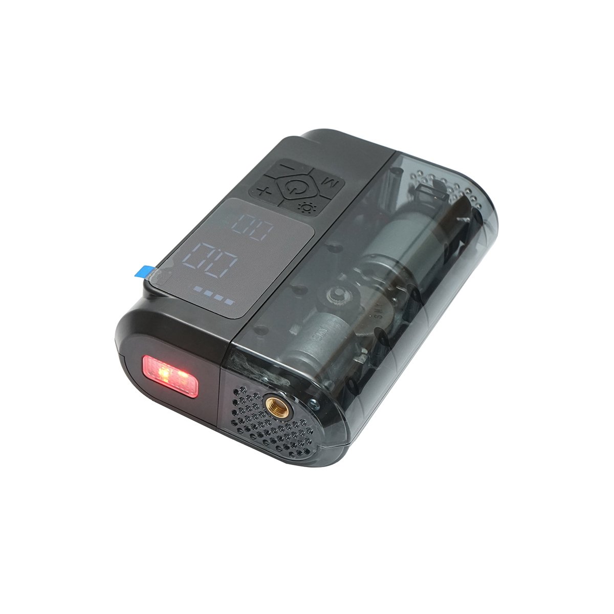 Compresor aer smart portabil digital LED 12V/100W, USB-C 5V/2A, baterie 3x2000mAh, laterna LED, port USB/USB-C, baterie externa, accesorii incluse